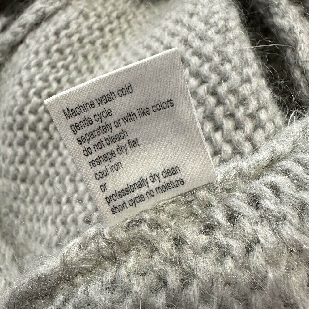 Anthropologie Elsamanda Italy Gray Open Knit Cardigan Sweater Mohair Wool Size L - Picture 9 of 9